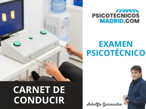 Persona realizando examen psicotécnico para obtener el carnet de conducir.