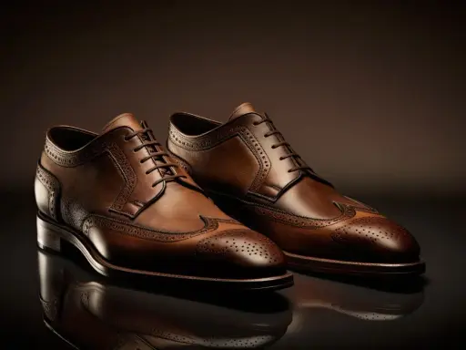 Eleganti scarpe stringate in pelle marrone, un esempio di diversi tipi di scarpe classiche da uomo con decorazioni traforate.