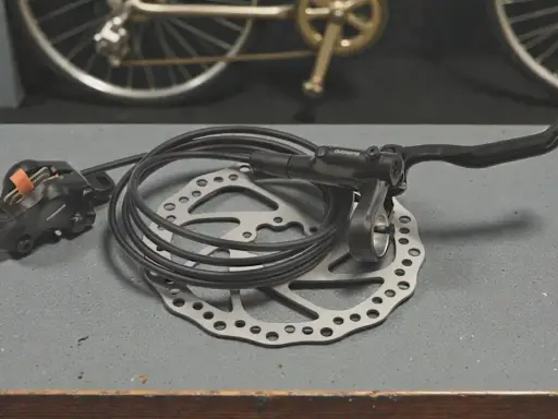 Zestaw hamulców hydraulicznych Shimano z tarczą. Dowiedz się, jak wyregulować hamulce hydrauliczne w rowerze, by zapewnić sobie bezpieczeństwo.