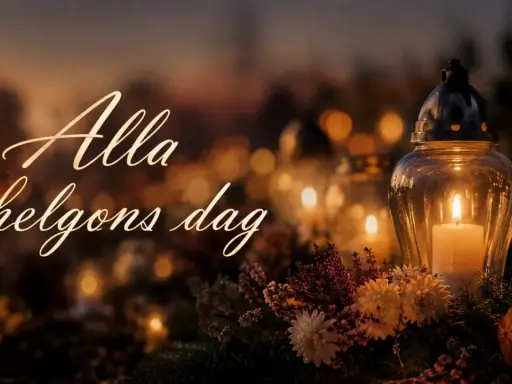 Ljusa gravljus och blommor lyser upp mörkret. En stilla hyllning till alla helgons dag, allhelgonadagen, med värmande sken.
