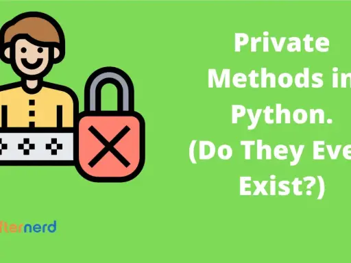Ikona postaci z kłódką i hasłem, obok tekst "Private Methods in Python. (Do They Even Exist?)".
