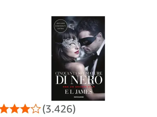Copertina di "Cinquanta Sfumature di Nero", parte della serie 50 sfumature, con i protagonisti mascherati.