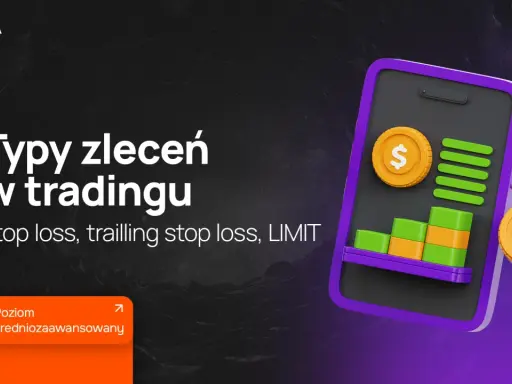 Zlecenie giełdowe typu stop loss, trailing stop loss i limit na ekranie telefonu z wykresem i monetami. Poziom średniozaawansowany.