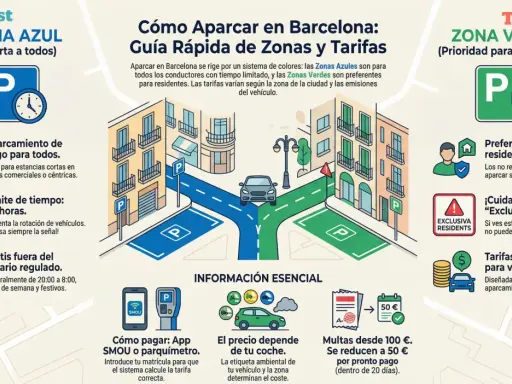 Guía de pago zona azul Barcelona: aparcamiento para todos, ideal para estancias cortas. Límite 1-2h. Gratis fuera horario regulado.