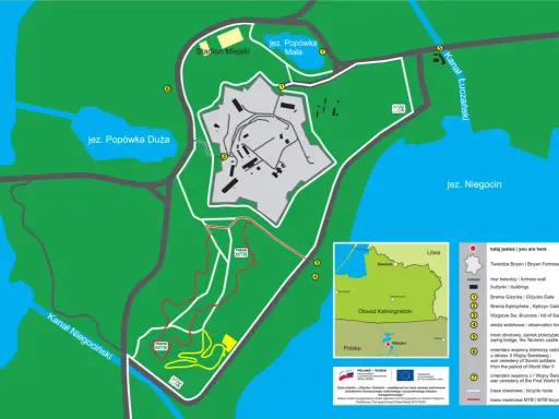 Odkryj malownicze **giżycko trasy rowerowe** wokół jezior Kisajno, Tajty i Niegocin. Mapa pokazuje szlaki MTB i piesze.