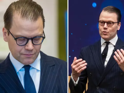 Prins Daniel, ifrågasatt om han är prins Daniel sjuk, bär glasögon och kostym.