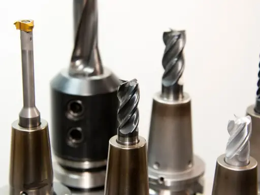 Varias brocas de widia para mecanizado de precisión. Cada broca de widia sirve para un corte específico en metales.