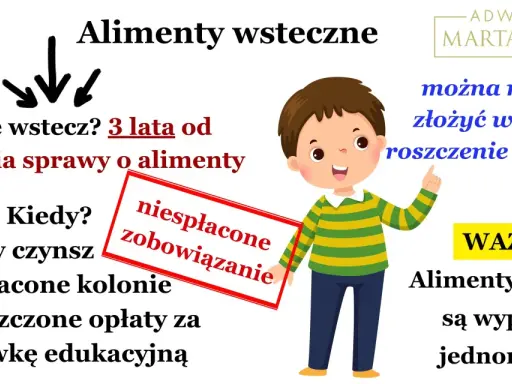 Alimenty wsteczne można dochodzić do 3 lat wstecz. Dotyczy to zaległego czynszu, niespłaconych kolonii i opłat za edukację.