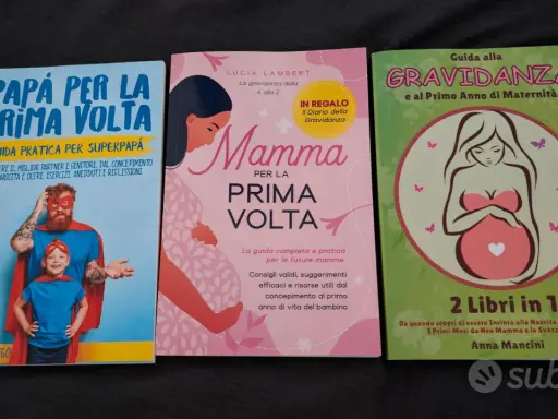 Tre libri per futuri genitori: "Papà per la prima volta", "Mamma per la prima volta" e "Guida alla gravidanza". Perfetti libri da leggere in gravidanza.