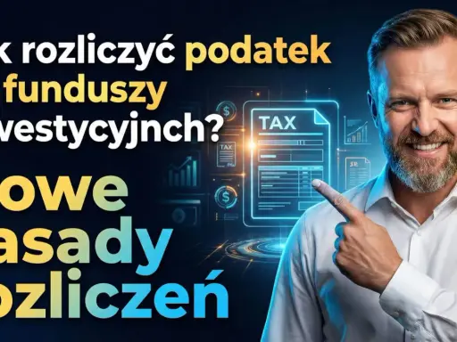Mężczyzna wskazuje na dokument podatkowy, objaśniając nowe zasady rozliczania dochodu z funduszy inwestycyjnych.