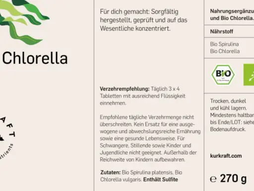 Bio Spirulina & Chlorella Tabletten. Die positive Spirulina Wirkung auf die Psyche wird durch die Nährstoffe unterstützt. 540 vegane Tabletten.