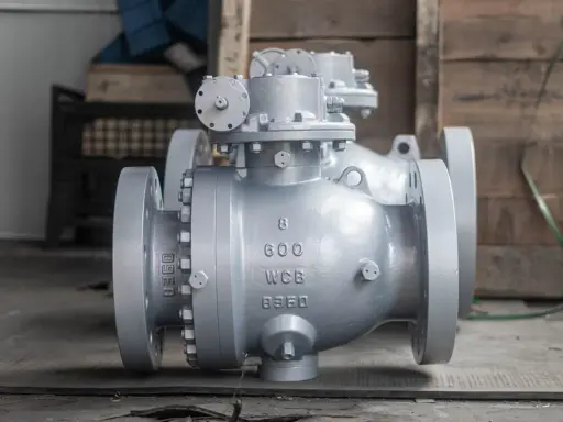 Gros plan sur une poignée vanne industrielle grise, prête pour l'installation.