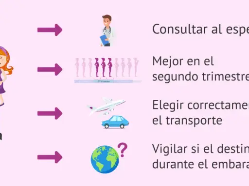 Consejos para viajar embarazada: consulta al especialista, el segundo trimestre es ideal, elige bien el transporte y vigila el destino.