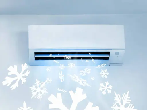 Climatisation moderne diffusant des flocons de neige, une traduction cool pour un confort optimal.