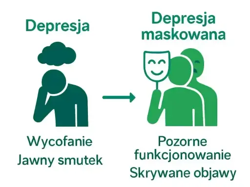 Depresja maskowana: smutek ukryty za uśmiechniętą maską, pozorne funkcjonowanie, skrywane objawy.