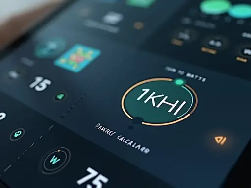 Ekran smartfona z aplikacją pokazującą "1KHI" i inne dane, np. "15", "2", "W".