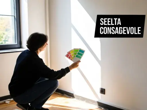 Persona valuta campioni di colore per decidere come scegliere colore pareti.