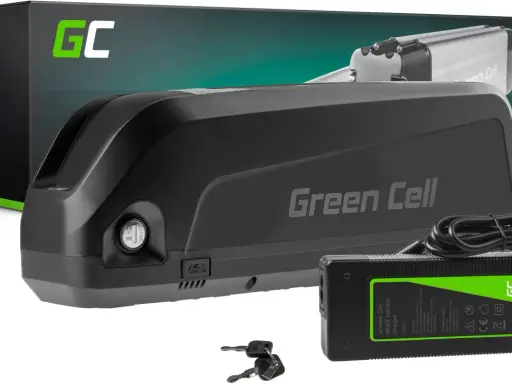 Bateria Green Cell do e-bike. Która bateria lepsza litowo jonowa czy litowo polimerowa? Zestaw z ładowarką i kluczykami.