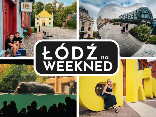 Łódź na weekend: dzieci przy zabytkowym domu, słonie w zoo, serce-lustro i napisy "Kultura". Atrakcje turystyczne dla każdego!