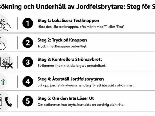 Steg-för-steg-guide för att felsöka en jordfelsbrytare. Visar hur man testar om jordfelsbrytare är av eller på.