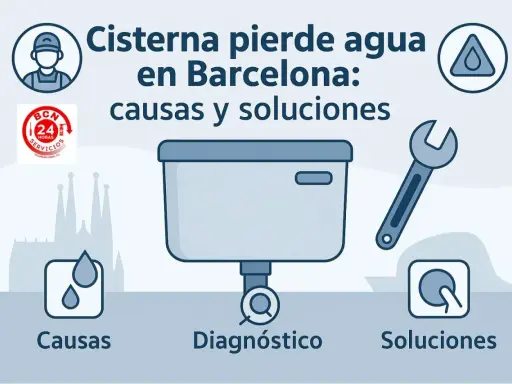 Guía para saber como arreglar una cisterna que pierde agua en Barcelona. Muestra causas, diagnóstico y soluciones.