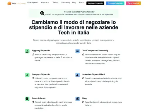 Scopri il tuo stipendio ideale nel tech. Confronta, aggiungi e cerca aziende per negoziare al meglio la tua carriera.