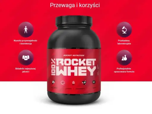 Suplement Rocket Nutrition 100% Whey. Wysoka przyswajalność, składniki najwyższej jakości. To nie kazeina, co to jest? To białko serwatkowe!