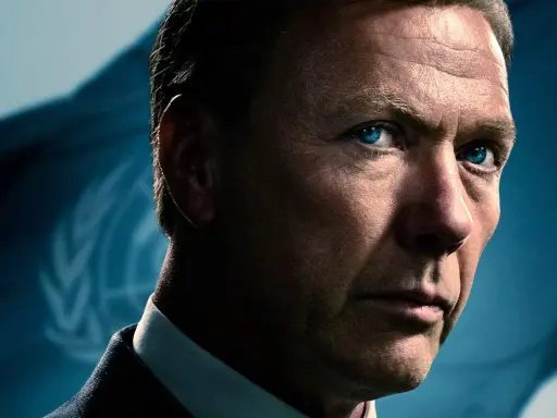 Mikael Persbrandt med intensiva blå ögon, en blick som lovar spännande filmer och tv-program.
