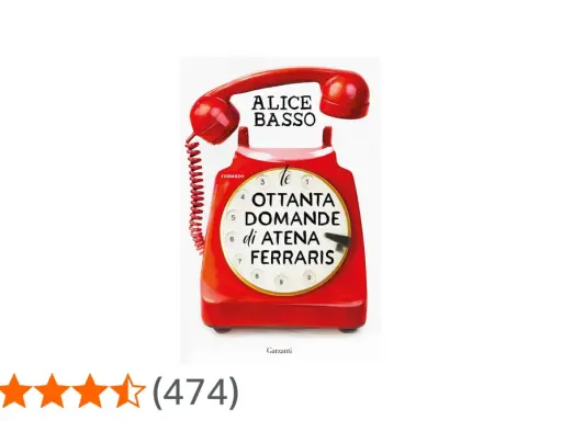 Copertina di "Le ottanta domande di Atena Ferraris", ultimo libro di Alice Basso, con un telefono rosso vintage.