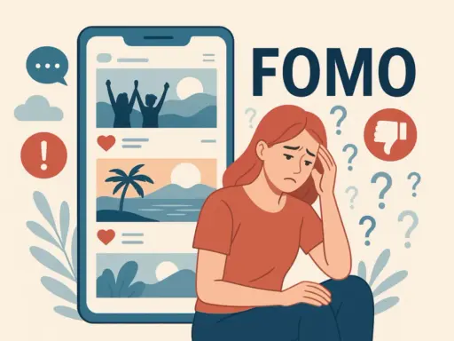 Smutna dziewczyna zmartwiona tym, co widzi w mediach społecznościowych. Czy to fomo co to?