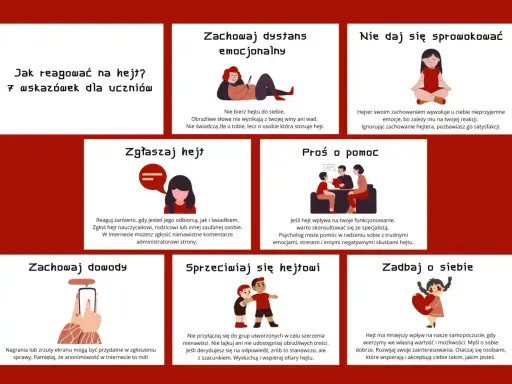 Jak reagować na hejt? 7 wskazówek dla uczniów. Psycholog pomaga w radzeniu sobie z trudnymi emocjami i stresem.
