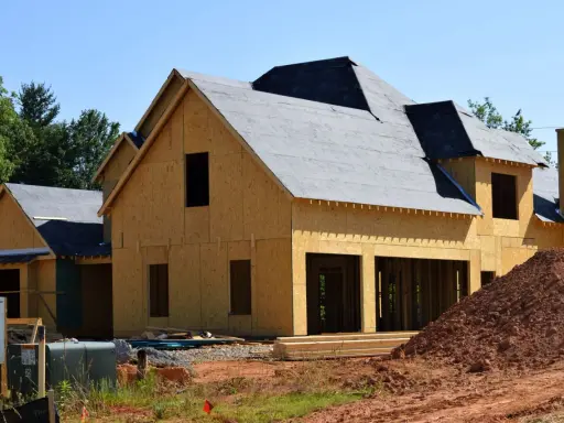 Construction d'une maison en bois, prête à moderniser une maison existante. Le toit est recouvert de feutre, les murs sont en panneaux OSB.
