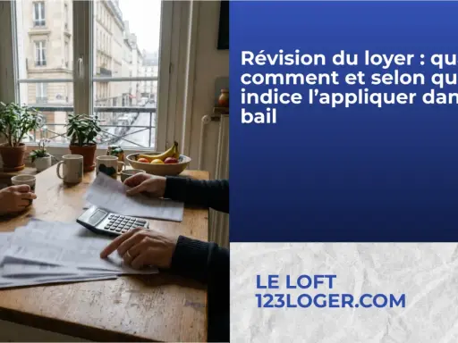 Deux personnes calculent une augmentation de loyer sur une table en bois, avec une calculatrice et des documents.