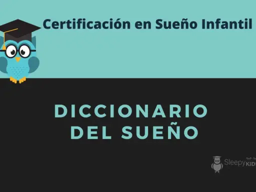 Certificación en Sueño Infantil: Diccionario del Sueño. Un búho sabio con birrete y gafas te da la bienvenida a este curso.
