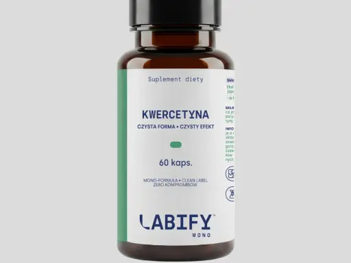 Butelka suplementu diety z kwercetyną, 60 kapsułek.
