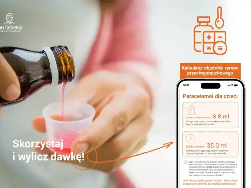 Paracetamol dawkowanie dzieci: aplikacja pomaga obliczyć bezpieczną dawkę syropu przeciwgorączkowego dla dziecka.