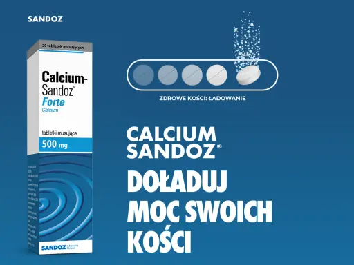 Calcium Sandoz Forte to lek na mocne kości. Tabletki musujące 500 mg.