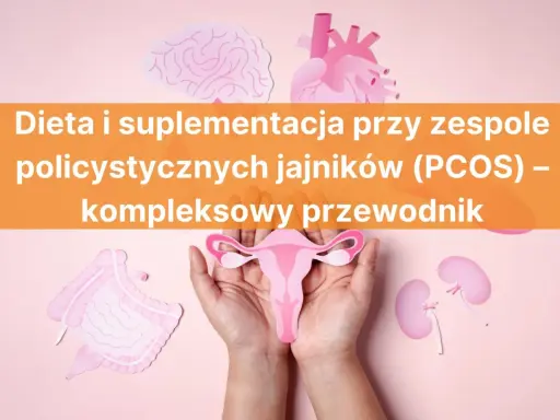 PCOS co to? Zespół policystycznych jajników – dieta i suplementacja. Grafika przedstawia narządy wewnętrzne i mózg.