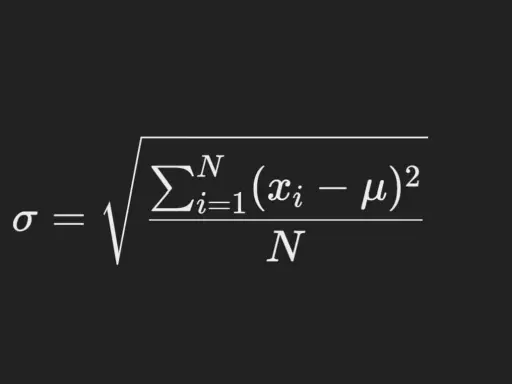 La formula per calcolare cos'è la deviazione standard: sigma è la radice quadrata della somma delle differenze al quadrato tra ogni valore e la media, divisa per il numero totale di valori.