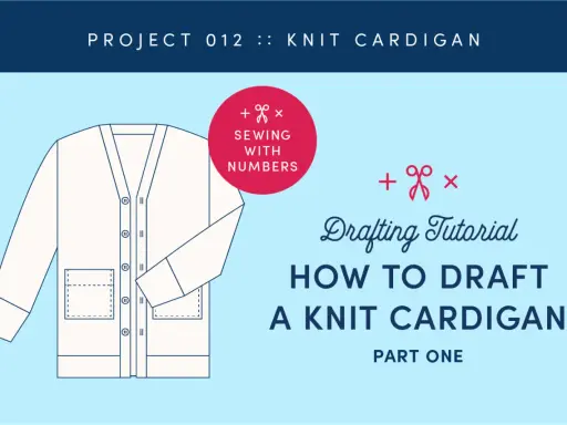 Ritning av en stickad kofta, del ett av en guide för att skapa ett eget cardigan knitting pattern.