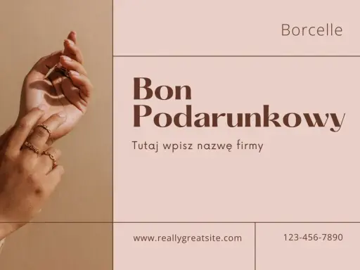 Elegancki tekst na voucher urodzinowy z dłońmi ozdobionymi złotą biżuterią. Idealny na prezent.
