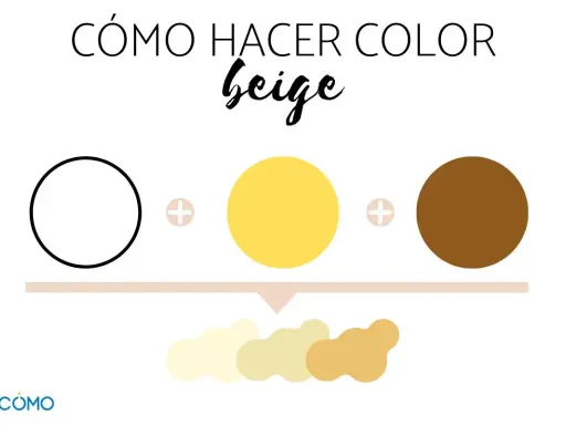 Cómo hacer color arena: mezcla de blanco, amarillo y marrón para obtener tonos beige.