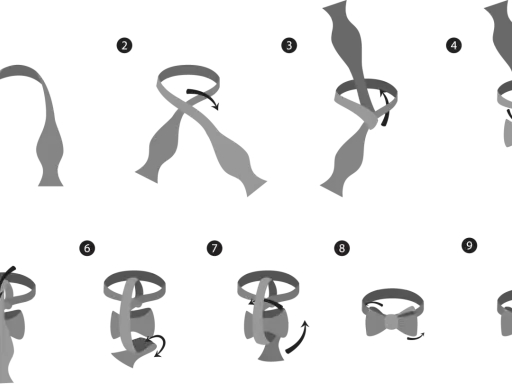 Steg-för-steg-guide för hur du knyter en fluga. Illustrationer visar hur du formar och drar åt tyget för att skapa en perfekt fluga.