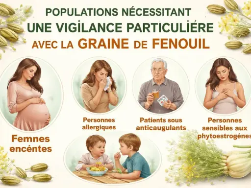 Femmes enceintes, allergiques, sous anticoagulants ou sensibles aux phytoestrogènes : vigilance avec la graine de fenouil.