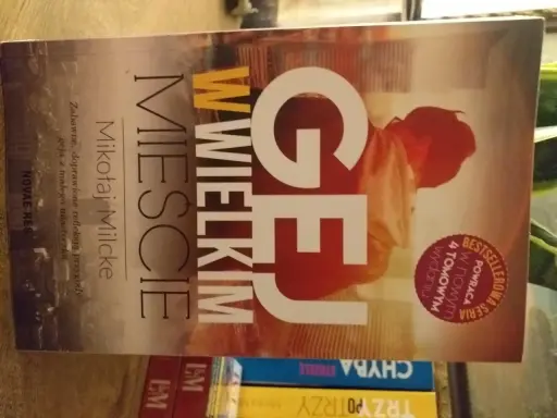 Okładka książki "Gej w wielkim mieście" Mikołaja Mićke. Zabawne przygody geja z małego miasteczka.