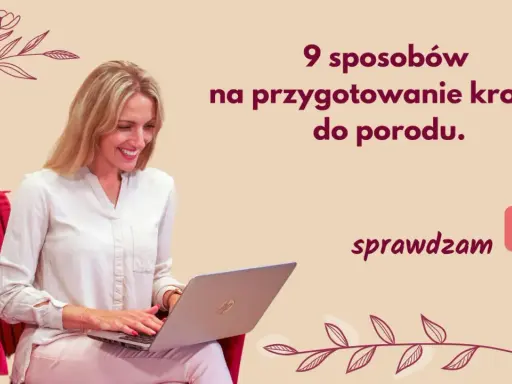 Kobieta na laptopie szuka informacji o tym, od kiedy zacząć masaż krocza. 9 sposobów na przygotowanie krocza do porodu.