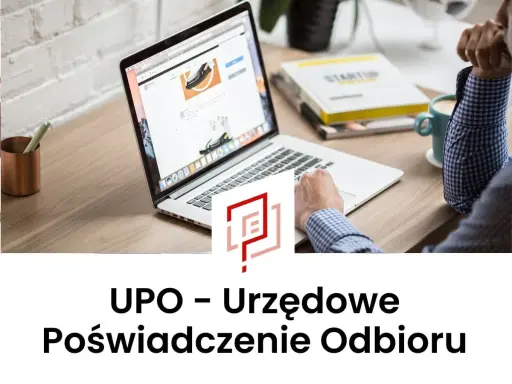 UPO - Urzędowe Poświadczenie odbioru dokumentów na laptopie.