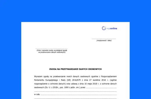 Formularz zgody na przetwarzanie danych osobowych, zgodny z RODO.