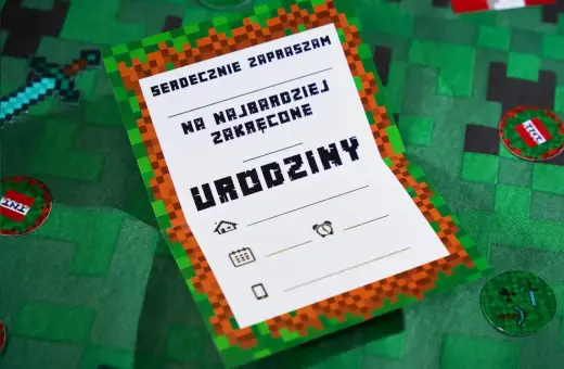 Zaproszenie na urodziny w stylu Minecraft. Czy na urodziny się zaprasza? Oczywiście, że tak! Szczególnie gdy są tak kreatywne.
