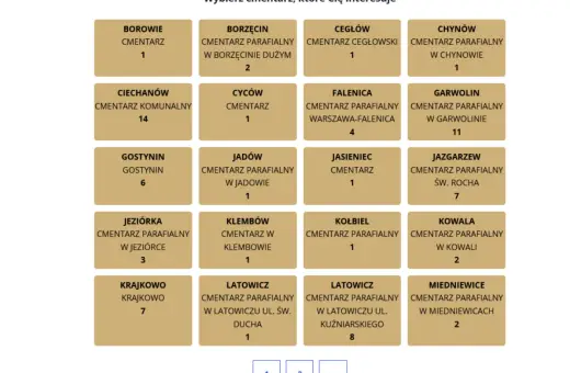 Szukasz miejsca pochówku? Wybierz cmentarz, aby dowiedzieć się, jak znaleźć gdzie jest pochowana osoba.